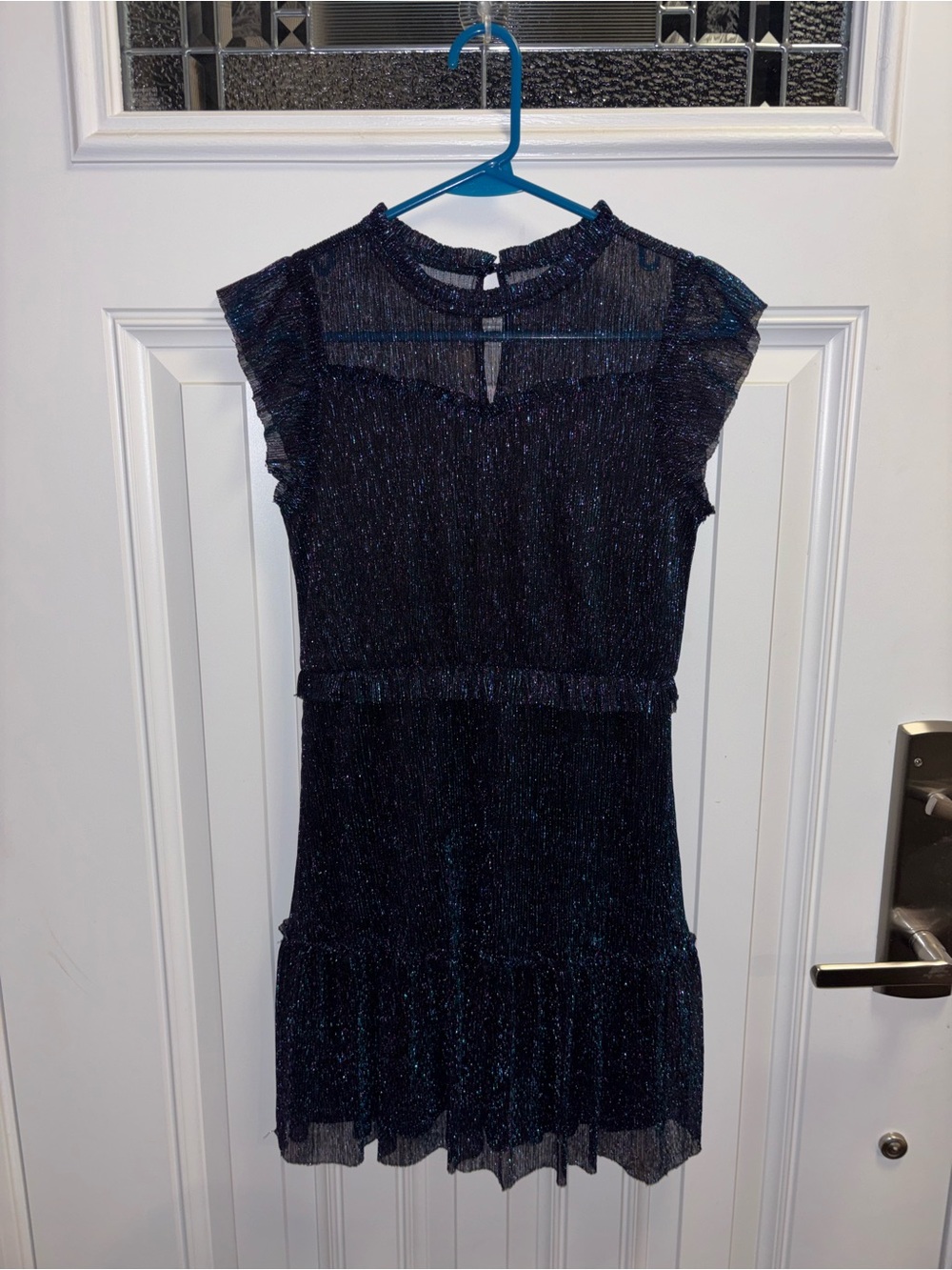 Zunie Navy Shimmer Ruffle Dress for Girls